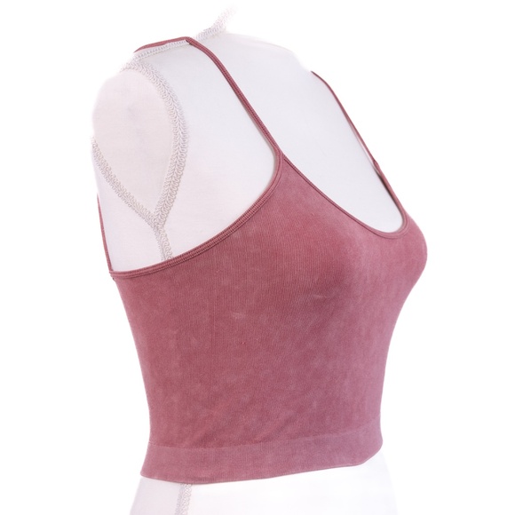 BKE Essentials Light Red Spaghetti Strap Fitted Crop Top, Size XS/S - Picture 1 of 10